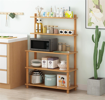 Fila di legno multifunzionale del supporto 5 dello scaffale di a microonde della cucina