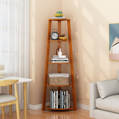 scaffale d'angolo di legno di legno solido contermperary dello scaffale per libri della scala di 5 scaffali