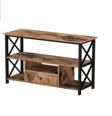 Governo ripreso rustico della console di legno TV dell'OEM con ferro nero 2 cassetti