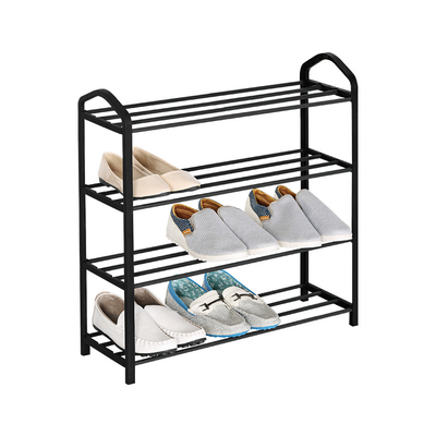 Organizzatore Black Metal Iron del portascarpe della fila dell'OEM 4 il piccolo ha curvato la maniglia