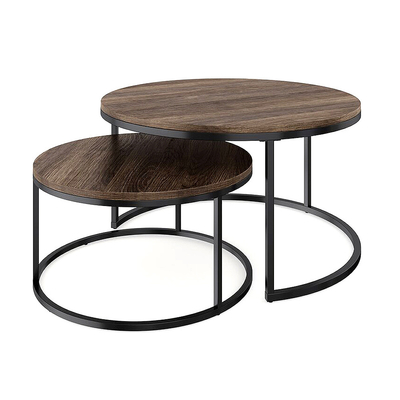 Tabelle di incastramento di legno e del metallo del salone dell'OEM che annidano le Tabelle laterali rotonde