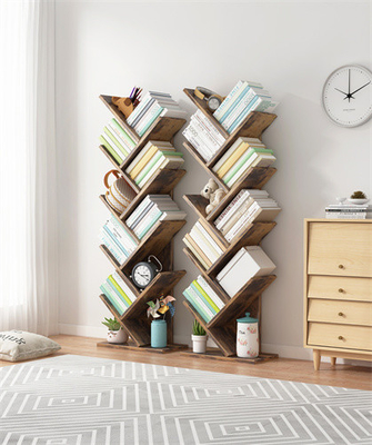 Scaffale per libri di legno dell'albero del nero dell'angolo dello scaffale dello scaffale dell'albero del pavimento dello SGS