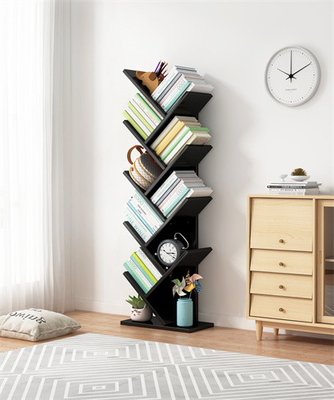 Scaffale per libri di legno dell'albero del nero dell'angolo dello scaffale dello scaffale dell'albero del pavimento dello SGS