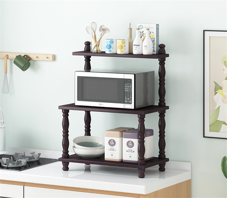 Panettiere Double Layer Microwave Oven Rack Stand Wood Frame della cucina
