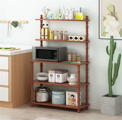Fila di legno multifunzionale del supporto 5 dello scaffale di a microonde della cucina