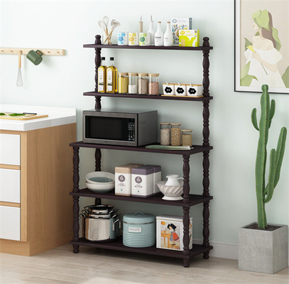 Fila di legno multifunzionale del supporto 5 dello scaffale di a microonde della cucina
