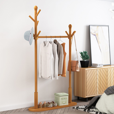 Supporto di legno della gruccia per vestiti del cappotto di bambù multifunzionale bipolare
