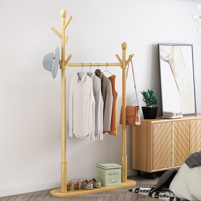Supporto di legno della gruccia per vestiti del cappotto di bambù multifunzionale bipolare