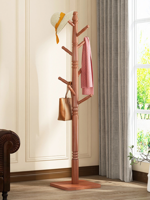 Base quadrata di legno di albero del ramo del cappotto dello scaffale del supporto indipendente del gancio