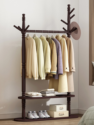 Pavimento semplice dell'interno del supporto del gancio dello scaffale del cappotto di doppio strato dell'OEM che sta legno solido