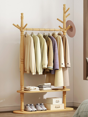 Pavimento semplice dell'interno del supporto del gancio dello scaffale del cappotto di doppio strato dell'OEM che sta legno solido