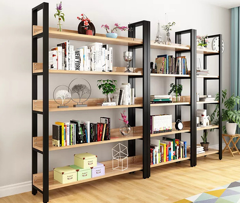 Il metallo industriale regolabile e gli scaffali di libro di legno visualizzano gli scaffali per la biblioteca