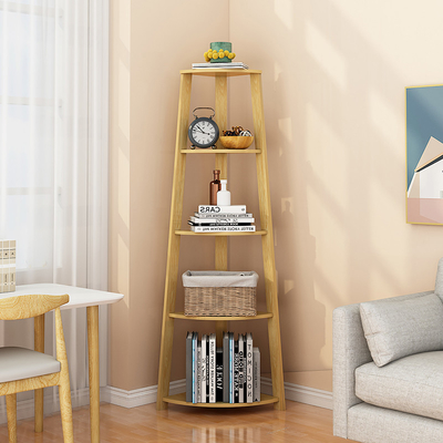 scaffale d'angolo di legno di legno solido contermperary dello scaffale per libri della scala di 5 scaffali