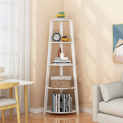 scaffale d'angolo di legno di legno solido contermperary dello scaffale per libri della scala di 5 scaffali