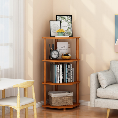 Banco di mostra d'angolo di legno moderno multiuso dello scaffale per libri di 4 file per il salone
