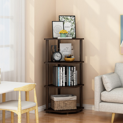 Banco di mostra d'angolo di legno moderno multiuso dello scaffale per libri di 4 file per il salone