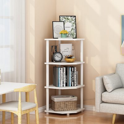 Banco di mostra d'angolo di legno moderno multiuso dello scaffale per libri di 4 file per il salone