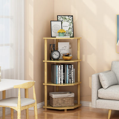 Banco di mostra d'angolo di legno moderno multiuso dello scaffale per libri di 4 file per il salone