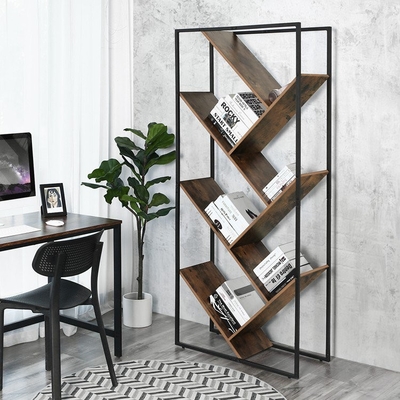 Metallo diagonale asimmetrico e scaffale a forma di di libro dell'albero moderno di legno degli scaffali