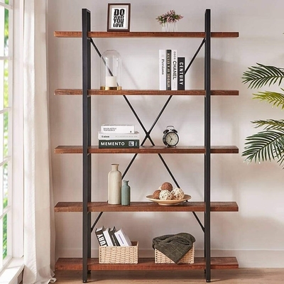 Scaffali di libro di legno solidi del metallo industriale su misura di 5 Tires e dello scaffale di legno