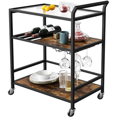 Stile industriale girante di legno strutturato del ODM della cucina del carrello moderno del carretto