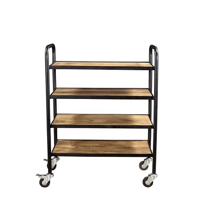 Carrello di legno di rotolamento d'approvvigionamento della cucina del carretto del caffè di 4 file