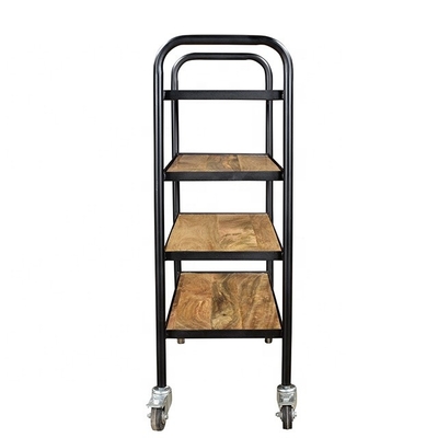 Carrello di legno di rotolamento d'approvvigionamento della cucina del carretto del caffè di 4 file