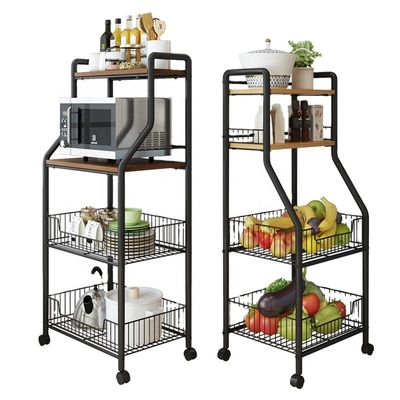 Cucina moderna di legno del carrello di stoccaggio del carretto della cucina di 4 file di BSCI sulle ruote