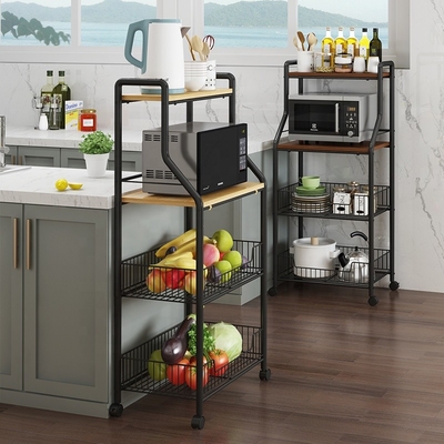 Cucina moderna di legno del carrello di stoccaggio del carretto della cucina di 4 file di BSCI sulle ruote