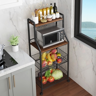 Cucina moderna di legno del carrello di stoccaggio del carretto della cucina di 4 file di BSCI sulle ruote