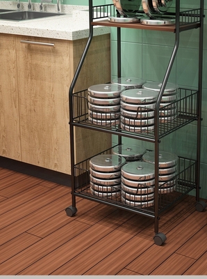 Cucina moderna di legno del carrello di stoccaggio del carretto della cucina di 4 file di BSCI sulle ruote