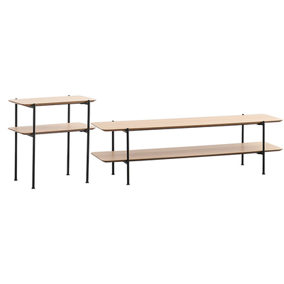 Console di legno industriale T Shpe di media del supporto di 3 scaffali TV del MDF di BSCI