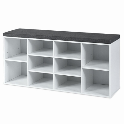 Banco di legno di stoccaggio della scarpa di corridoio del Cubby di 2 file con la scanalatura del cuscino 10