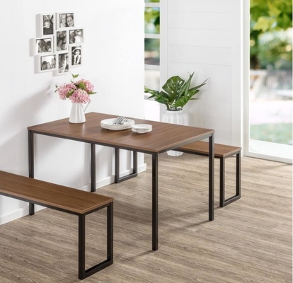 il tavolo da pranzo di legno e la sedia del MDF dell'angolo della cucina 3pcs hanno messo con due banchi