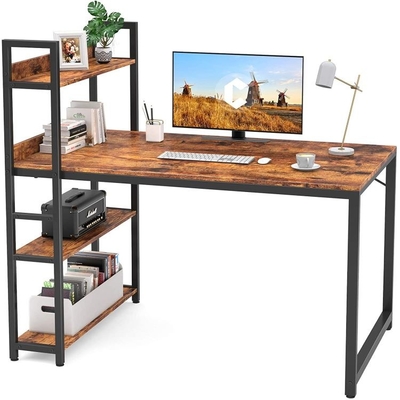Tabella di lavoro a forma di L a forma di L di legno d'acciaio della scrivania con gli scaffali di stoccaggio