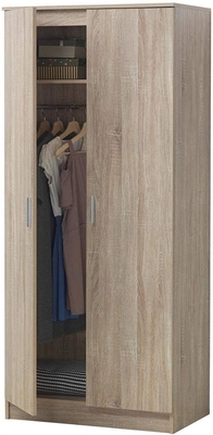 Guardaroba di legno naturale su ordinazione dell'armadio di 2 porte per il grande spazio di stoccaggio dei vestiti