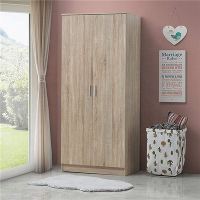 Guardaroba di legno naturale su ordinazione dell'armadio di 2 porte per il grande spazio di stoccaggio dei vestiti