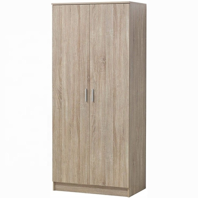 Guardaroba di legno naturale su ordinazione dell'armadio di 2 porte per il grande spazio di stoccaggio dei vestiti