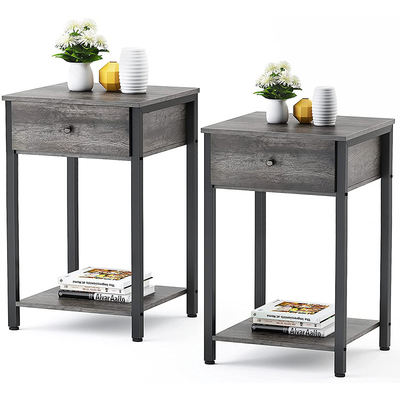 Comodini su misura Gray Wood di stile della fattoria della struttura del metallo