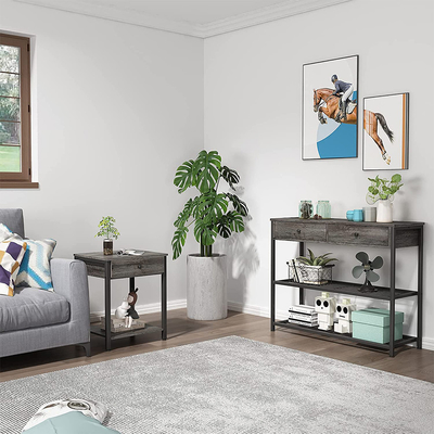 Comodini su misura Gray Wood di stile della fattoria della struttura del metallo