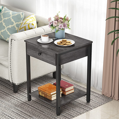 Comodini su misura Gray Wood di stile della fattoria della struttura del metallo