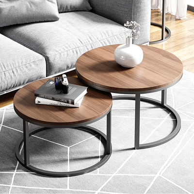 Solido del metallo di legno intorno ai tavolini da salotto circolari di incastramento per Sofa BedSide