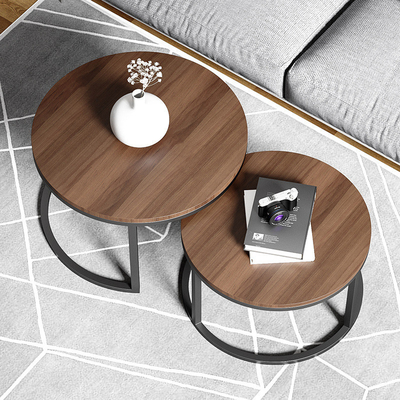 Solido del metallo di legno intorno ai tavolini da salotto circolari di incastramento per Sofa BedSide