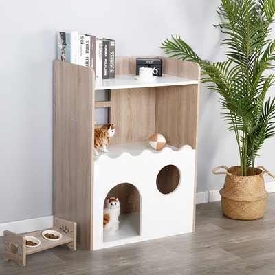 Camera di legno dell'interno sostenibile Cat Den With Storage dell'animale domestico del ODM